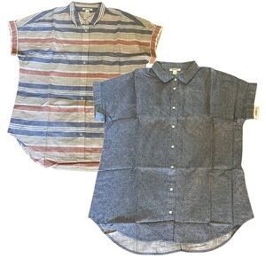 2 Goodthreads Cotton Tunic Short Sleeve Shirts,‎ Size Large NEW